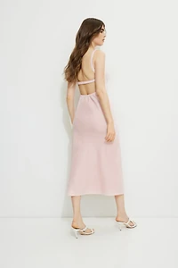 Open Back Linen Midi Dress