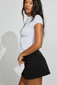 Washed Pleated Mini Skort