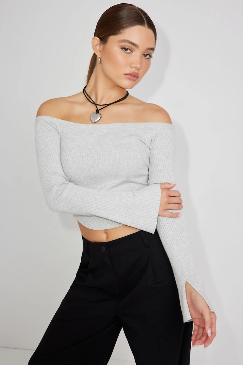 Haut à épaules dégagées et ourlet de style corset