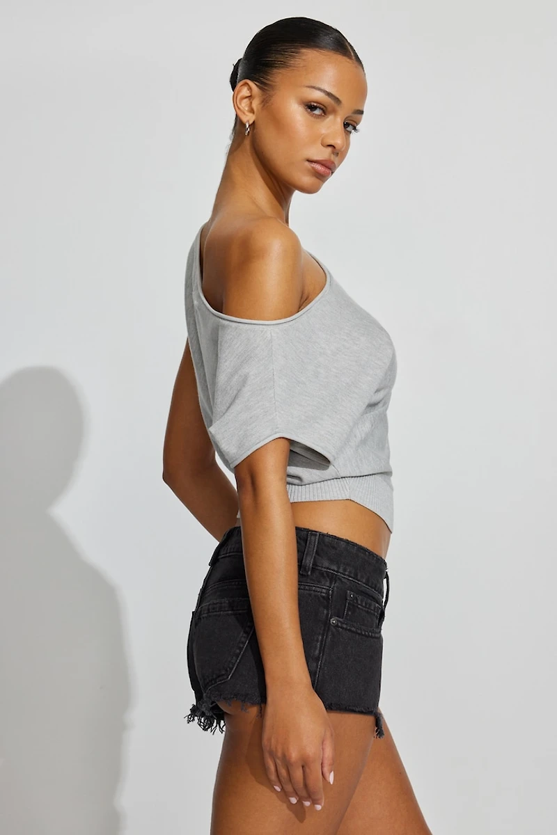 Ultra Low Rise Relaxed Denim Shorts