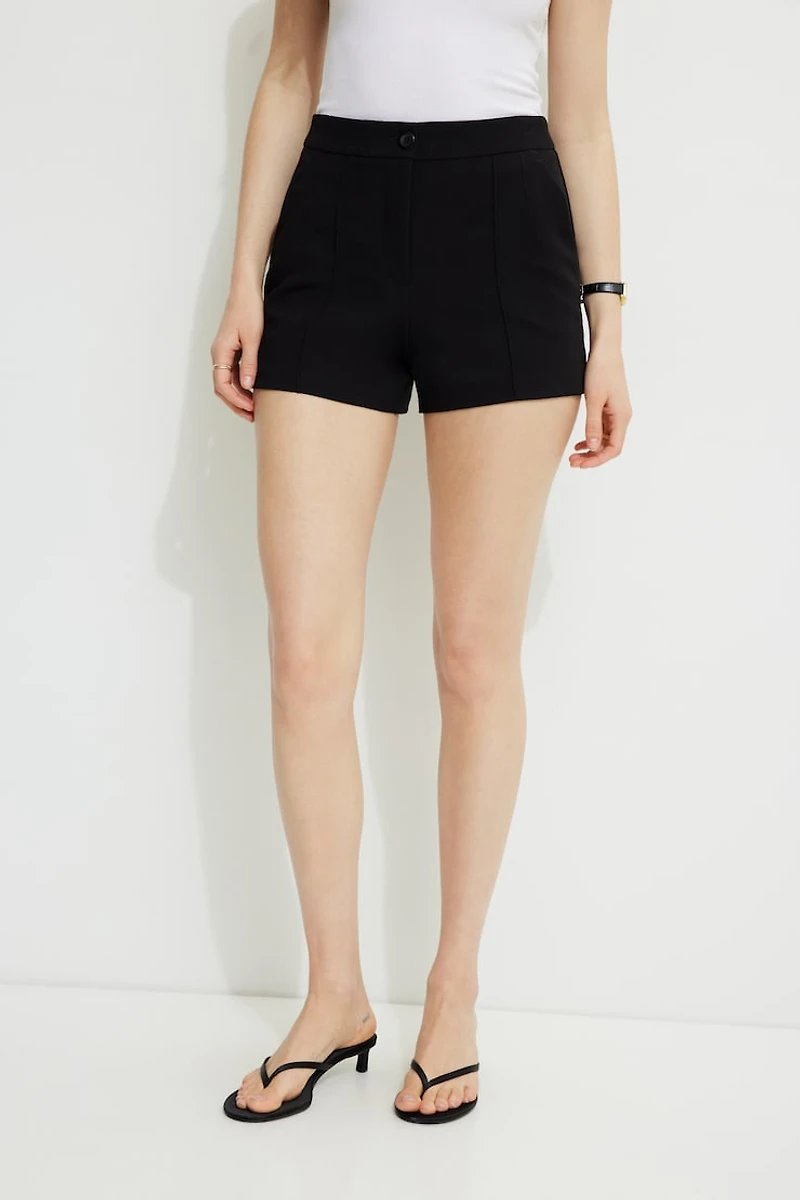 High-Rise Pintuck Shorts