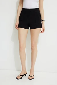 High-Rise Pintuck Shorts