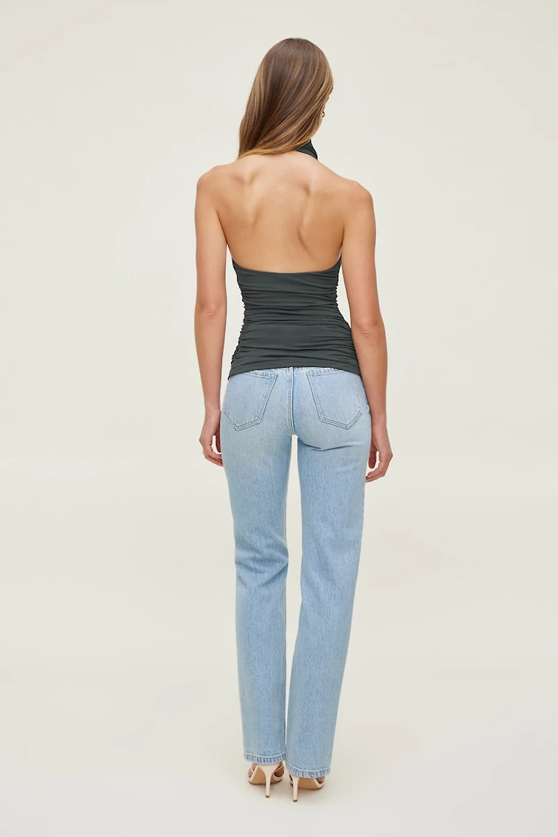 Haut licou sculptant à col châle