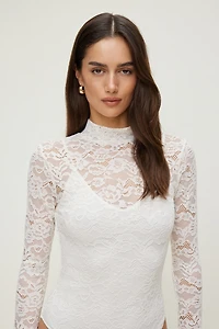 Mock Neck Lace Bodysuit