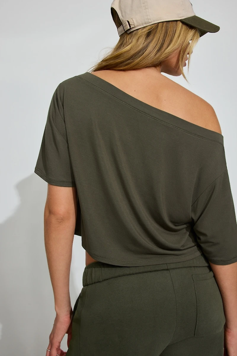 Wide Boat Neck Banded Tee