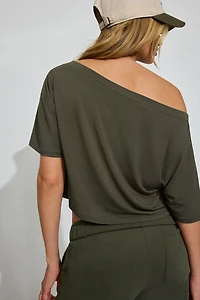 Wide Boat Neck Banded Tee