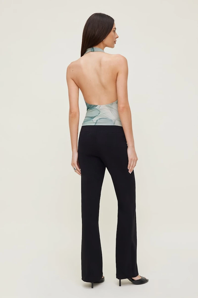 Cowl Neck Mesh Halter Top