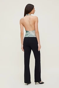 Cowl Neck Mesh Halter Top