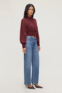 Mock Neck Chiffon Blouse