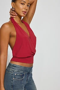 Smooth Surplice Halter Top