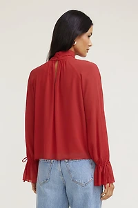 High Neck Gathered Blouse