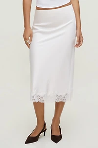 Lace Satin Midi Skirt