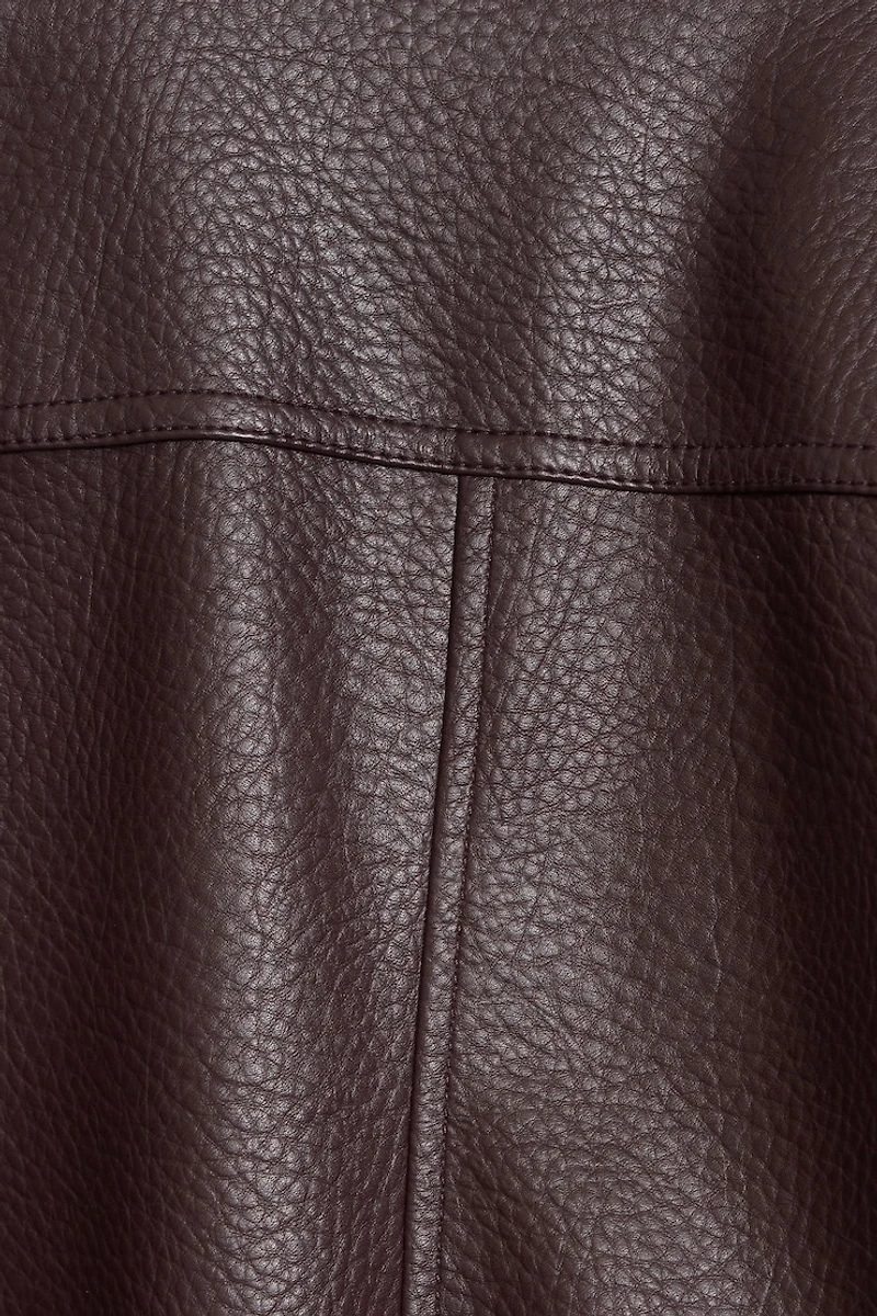 Oversized Faux Leather Bomber
