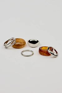 Set of 6 Resin & Dome Rings
