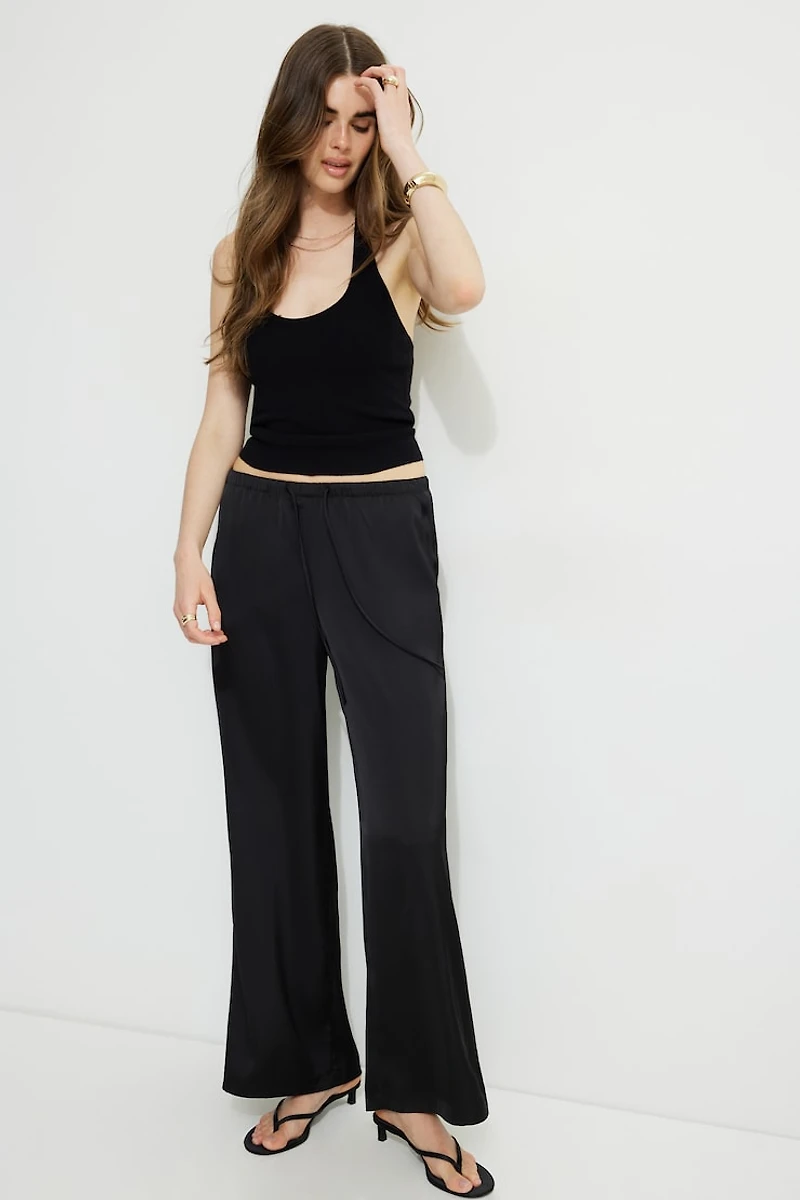 Pantalon Leo en satin à jambe large