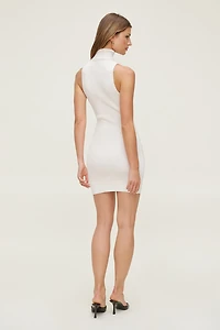 Sleeveless Turtleneck Mini Sweater Dress