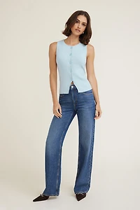 Vera Crewneck Button Up Sweater Vest