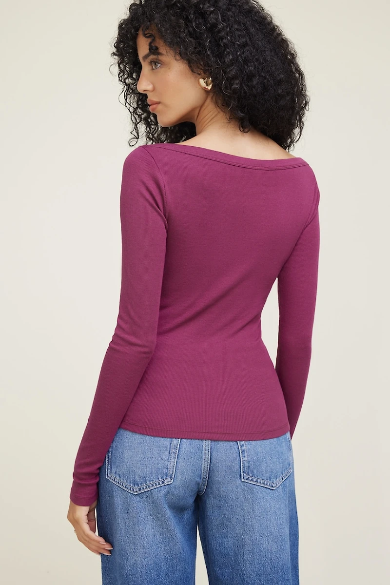 T-shirt côtelé Nola à manches longues