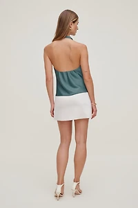 Camila Satin Cowl Halter Neck Blouse