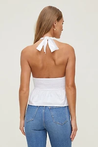 Haut à col licou en popeline Gemma