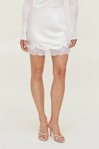 Minijupe en satin et dentelle Alli