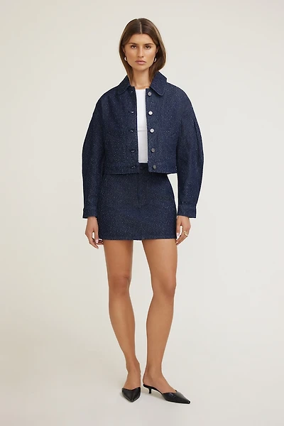 Blouson en denim bouclé