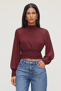 Mock Neck Chiffon Blouse
