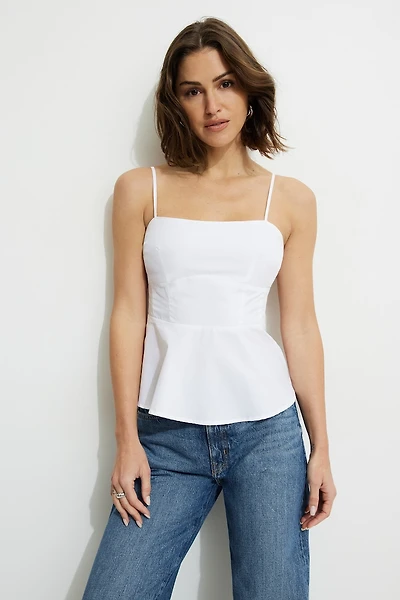 Peplum Poplin Cami Top