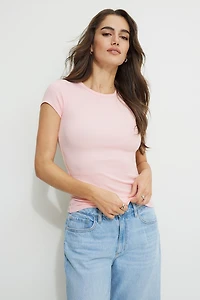 Olive Ribbed Crewneck T Shirt