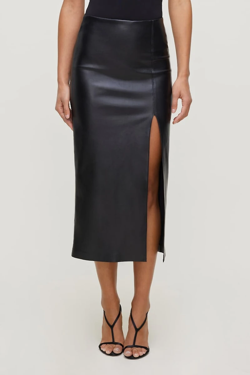 Jupe midi en faux cuir Marlow