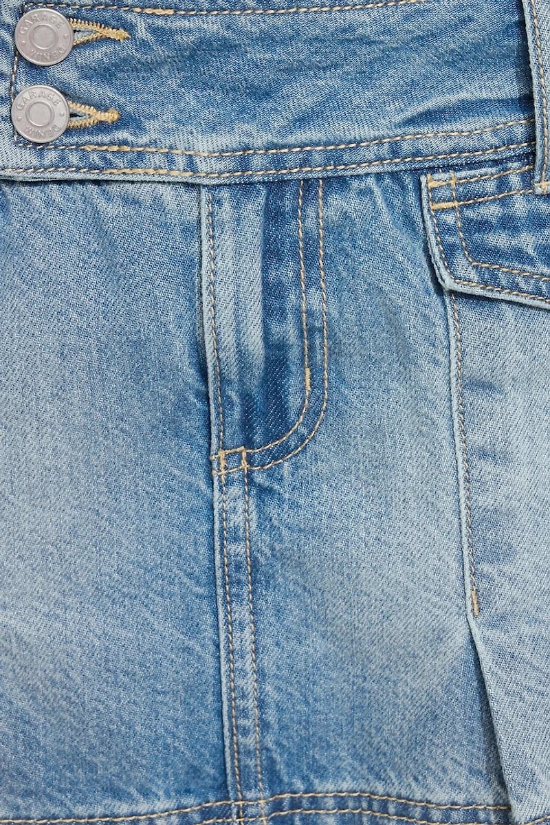 Jupe-short en denim à plis