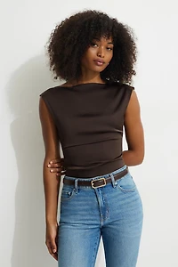 Haut drapé en satin