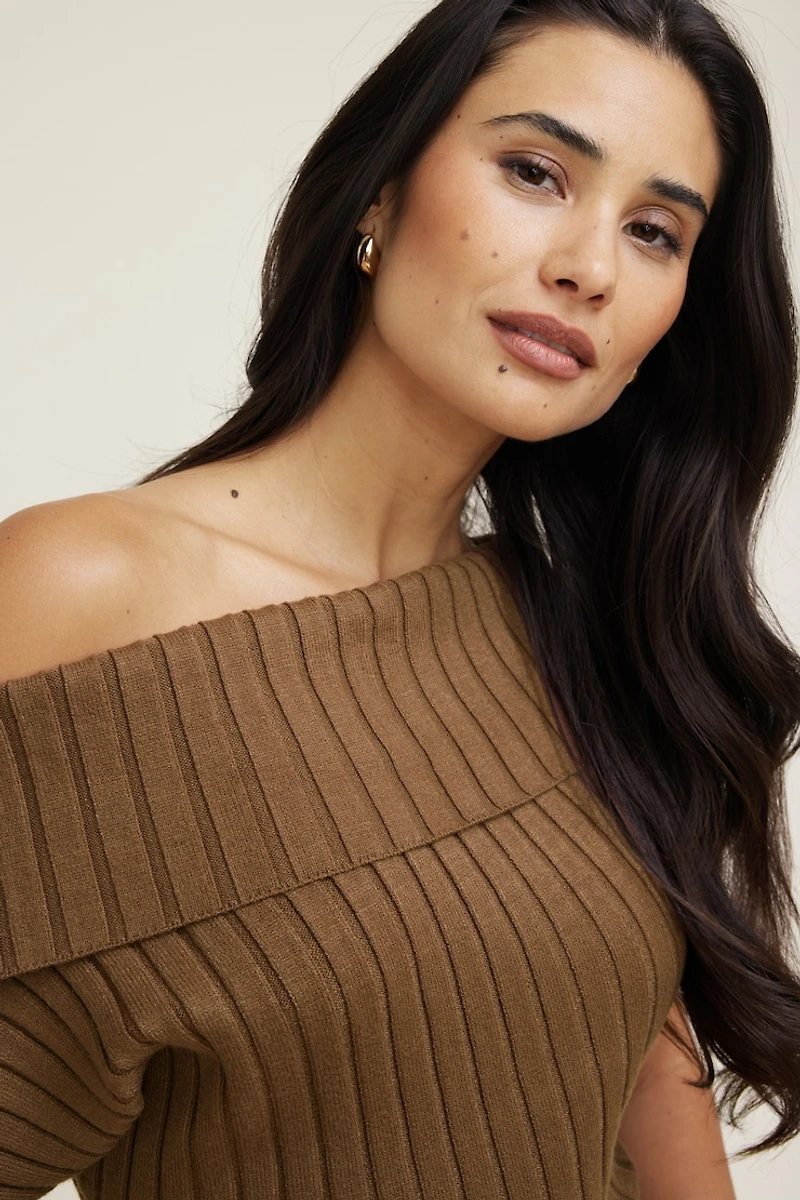Ribbed Off Shoulder Sweater
