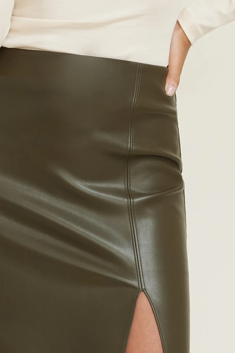 Marlow Faux Leather Midi Skirt