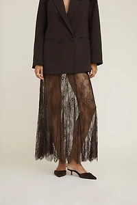 Jupe maxi diaphane en dentelle