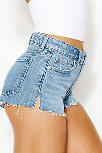 High Rise Cheeky Denim Shorts