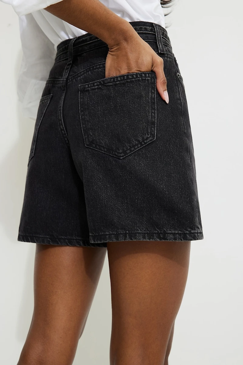 Charlie Drawstring High Rise A Line Denim Shorts