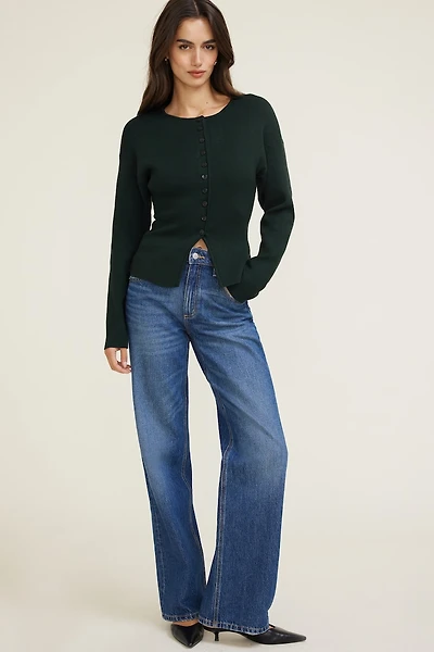 Cardigan ajusté à épaules tombantes