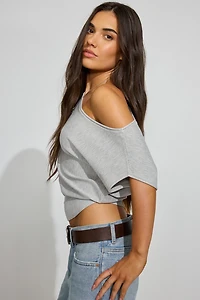 Romi Asymmetric Cinched Waist Sweater