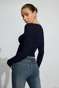 Serene Deep V-Neck Long Sleeve Top