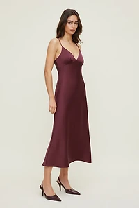 Sage Satin Maxi Dress