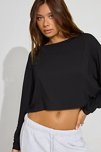 Smooth Oversized Long Sleeve Crop Top