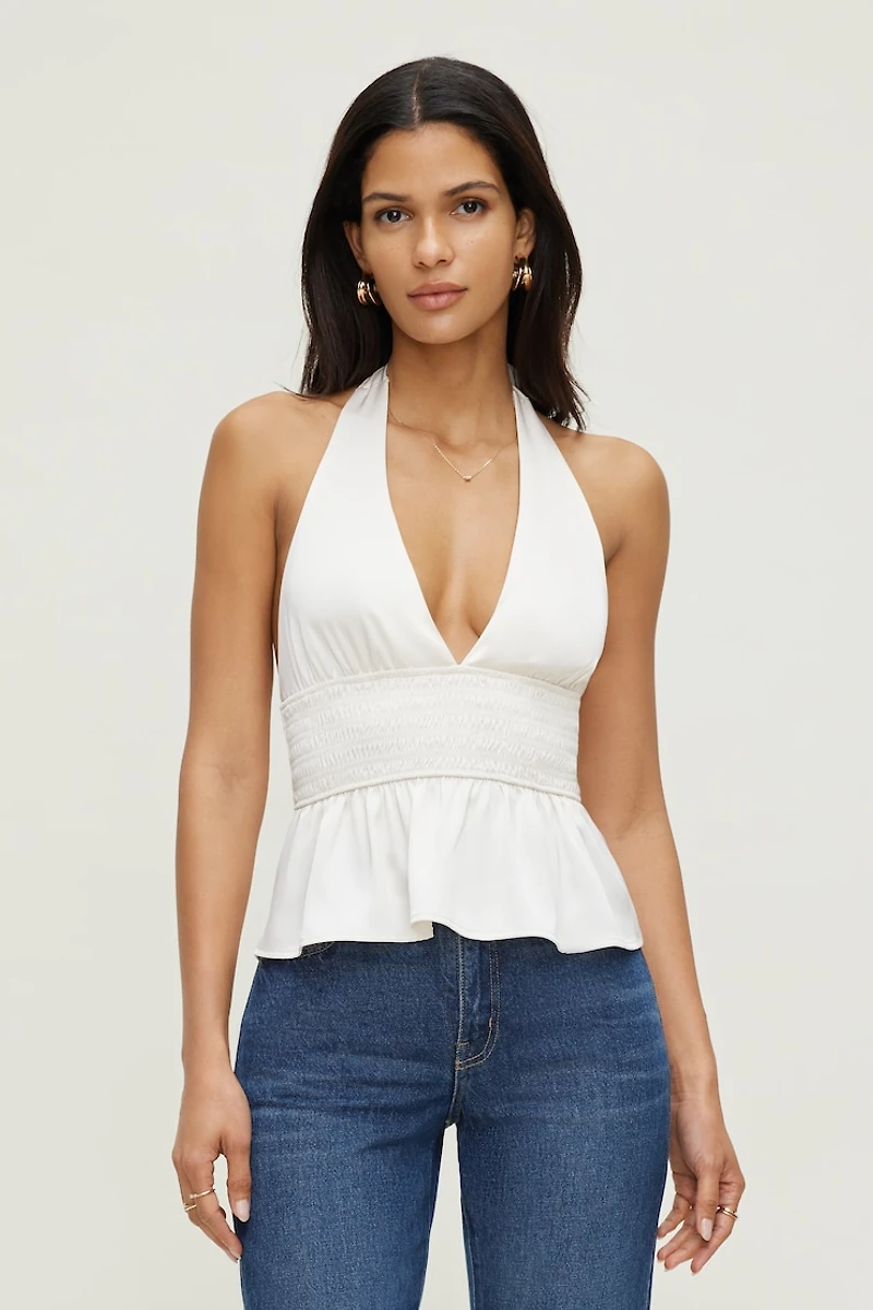 Plunge Satin Halter Top