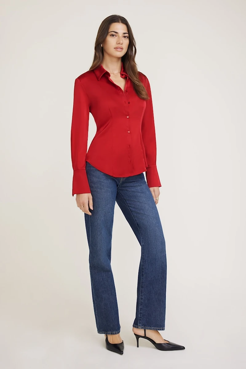 Eva Cinched Satin Shirt