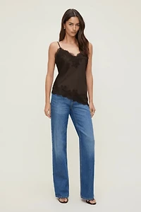 Cassie Asymmetric Lace Satin Cami