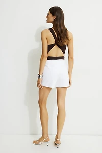 Asymmetric Skort With Mini Belt