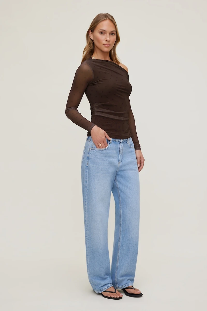 Cleo Printed Mesh Long Sleeve Top