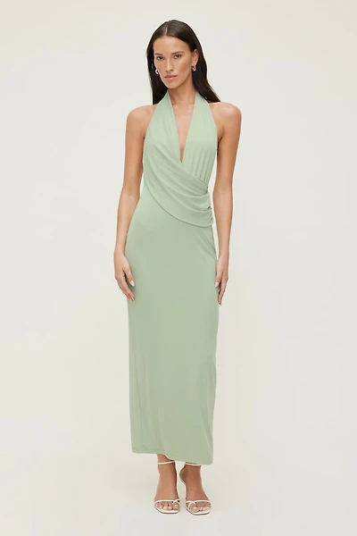 Plunge Mesh Maxi Dress