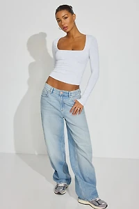 T-shirt Smooth à col dégagé et manches longues