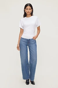 Andrea Shirred Cotton Spandex T Shirt